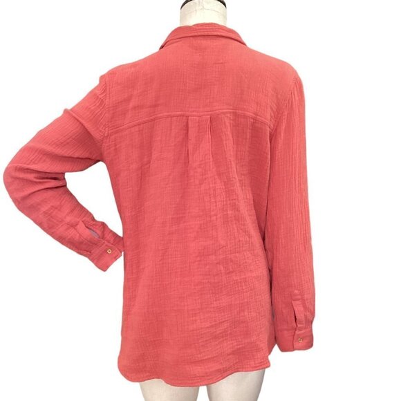 Anne Klein Cotton Gauze Lucile Button Up Top Sz M Dusty Cedar #68Q - Picture 6 of 11